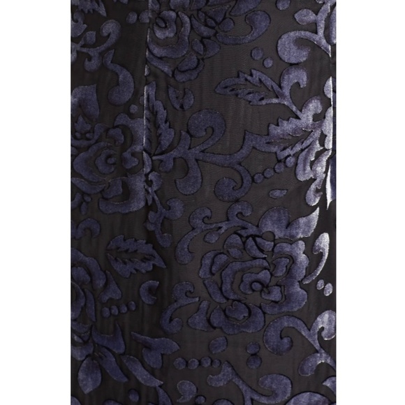 NWT $538 La Femme [ 8 ] Burnout‎ Velvet Column Gown in Black/Gunmetal - Picture 3 of 14